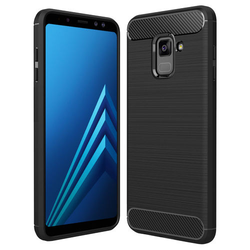 Flexi Slim Carbon Fibre Case for Samsung Galaxy A8 (2018) - Brushed Black